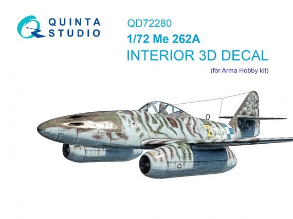 QUINTA STUDIO 1/72 Me 262A Int�rieur 3D Pr�-peint Arma Hobby