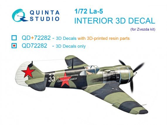 Quinta Studio La-5 1/72 Interno 3D e colori Zvezda