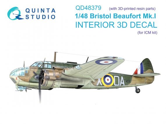 1/48 Bristol Beaufort Mk.I Interior with resin for ICM