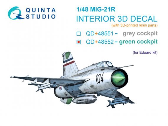 1/48 MiG-21R green panels 3D-Pr. & color Int. for Eduard