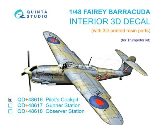 1/48 Fairey Barracuda Pilots Cockpit Interior for Trumpeter