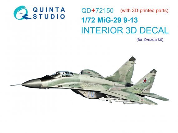 1/72 MiG-29 9-13 Interior for Zvezda with 3D-printed resin