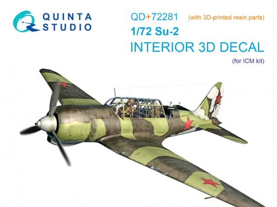 QUINTA STUDIO 1/72 Su-2 3D-Printed Color Interior for ICM