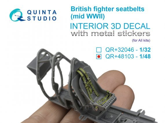 1/48 British Fighter Seatbelts for mid WWII with metal buckles
