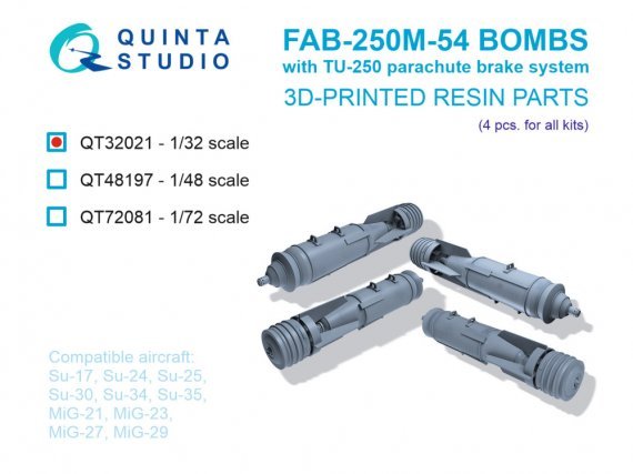 1/32 FAB-250 M-54 Bombs with TU-250 part brake system