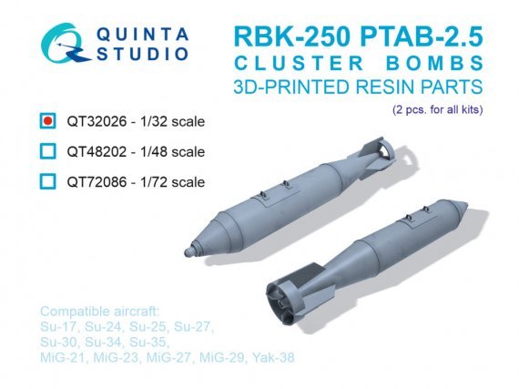 QUINTA STUDIO 1/32 Clusterbomben RBK-250 PTAB-2.5M
