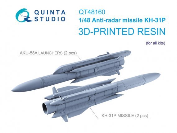 Quinta Studio Missiles KH-31P Anti-radar 1/48 - 2 pcs
