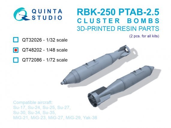 QUINTA STUDIO RBK-250 PTAB-2.5M Bombe a Grappolo 1/48