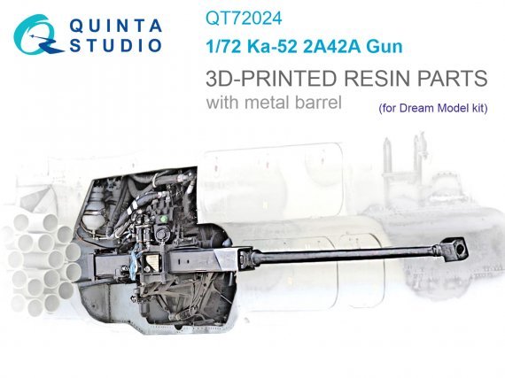 1/72 Ka-52 2A42 gun with metal barrel for Dream Models