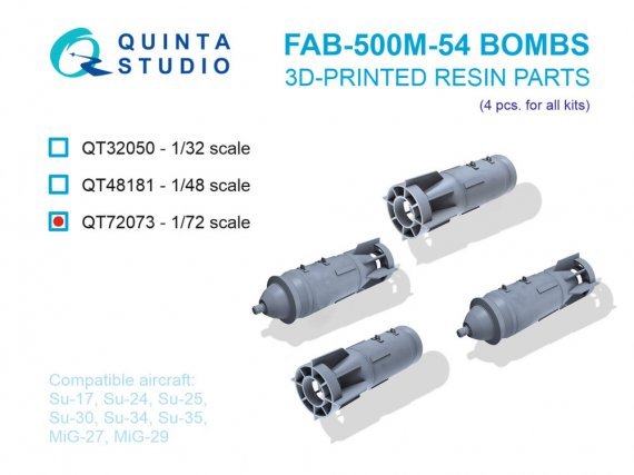 Quinta Studio FAB-500 M-54 Bomben 1/72 - 4 St�ck