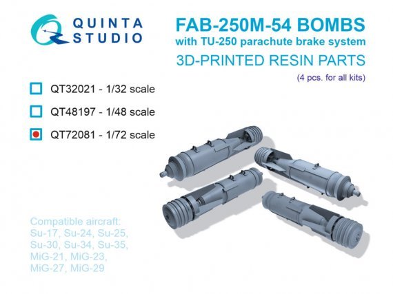 Quinta Studio FAB-250 M-54 Bomben mit TU-250 Bremsen 1/72