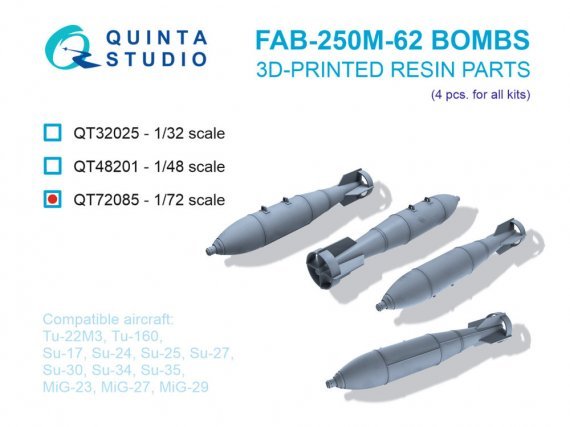 Quinta Studio Bombes FAB-250 M-62 1/72 - 4 pcs