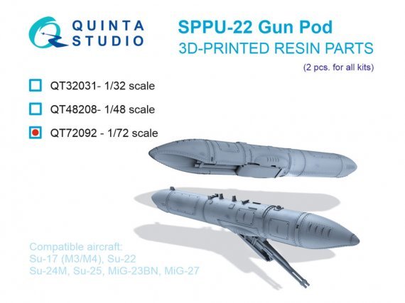 Quinta Studio SPPU-22 Gun Pods 1/72 - 2 pi�ces