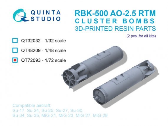 Quinta Studio RBK-500 AO-2.5 RTM Bombes � Sous-munitions 1/72