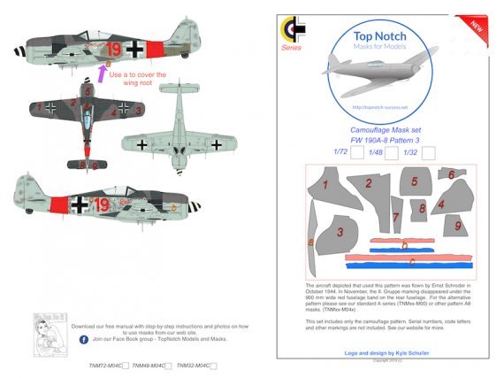 1/48 Focke-Wulf Fw-190A-8 series camouflage pattern 3 paint mask