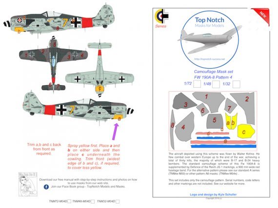 1/48 Focke-Wulf Fw-190A-8 series camouflage pattern 4 paint mask