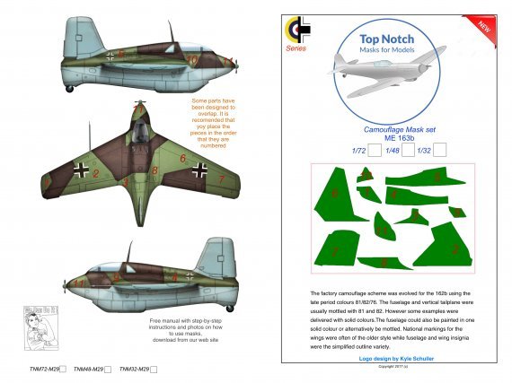 1/72 Messerschmitt Me-163B Komet Camouflage pattern paint Mask