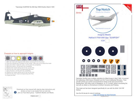 1/24 Faa 808 Sqn Sunfish Royal Navy Hellcat National Insignia