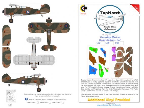 1/32 Gloster Gladiator Mk.I Raf Day Scheme masks