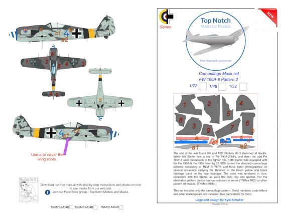 1/72 Focke-Wulf Fw-190A-8 series camouflage pattern 2 paint mask