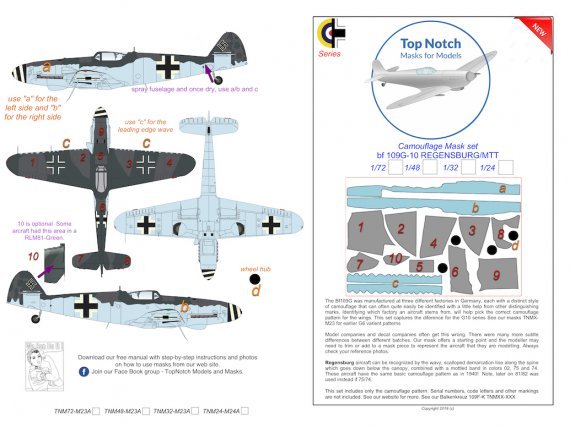 1/72 Messerschmitt Bf-109G-10 MTT Camouflage Paint mask pattern