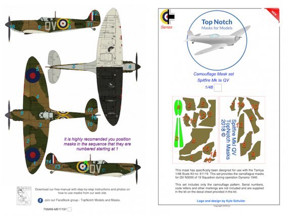 Top Notch Masques Spitfire Mk.1a QV N3200 1/48