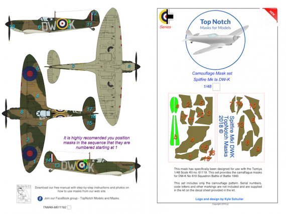 Top Notch Masques Spitfire Mk.1a DW-K 1/48