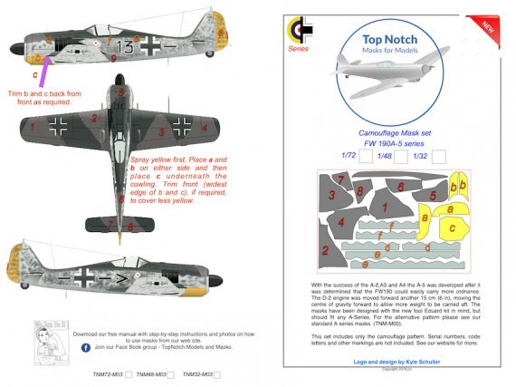 1/72 Focke-Wulf Fw-190A-5 series camouflage pattern paint mask