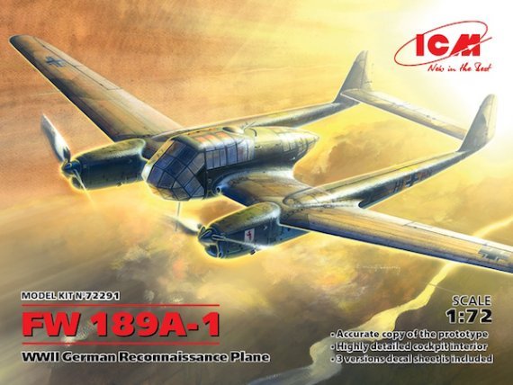 1/72 Focke-Wulf Fw 189A-1 WWII German Reconnaissance Plane