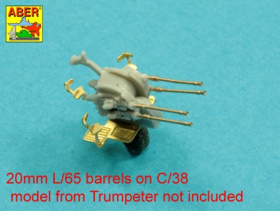 1/200 Set of 20 pcs 20 mm L/65 barrels C/38 for German ships