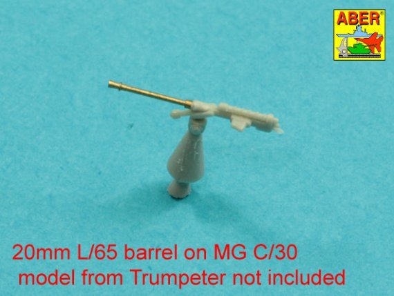 1/200 Set of 20 pcs 20 mm L/65 barrels Mg C/30 for German ships