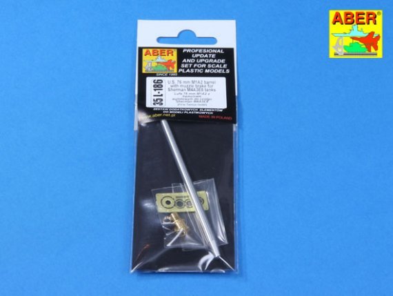 1/35 U.S. 76 mm M1A2 barrel with muzzle brake for Sherman M4A3E8