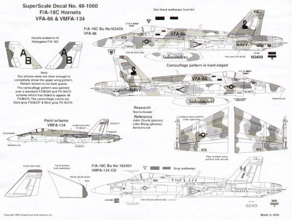 Microscale D�calcomanies F/A-18C Hornets 1/48