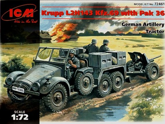 ICM 1/72 Krupp Kfz.69 L2H143 Tracteur et Canon PaK-36