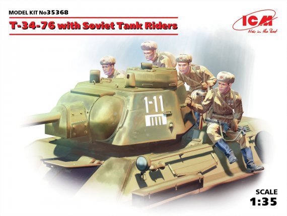 1/35 Soviet T-34/76 with 4 x Soviet Tank Rider figures