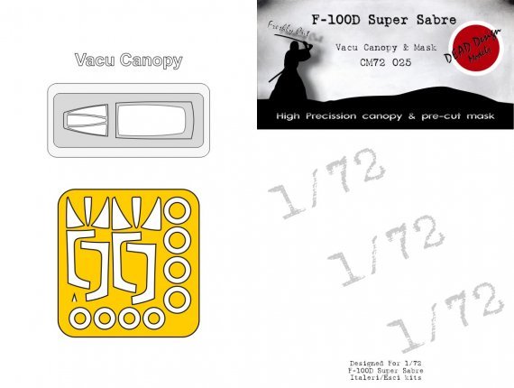 1/72 North-American F-100D Vacu Canopy & Mask for Esci & Italeri