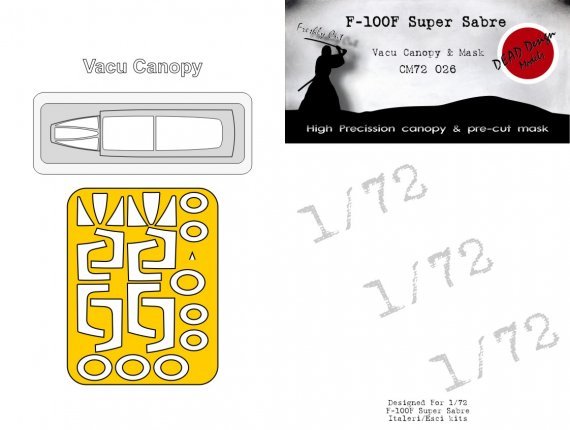 1/72 North-American F-100F Vacu Canopy & Mask for Esci & Italeri