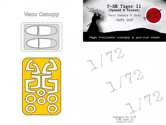 1/72 Northrop F-5 Vacu Canopy & Mask for Esci and Italeri