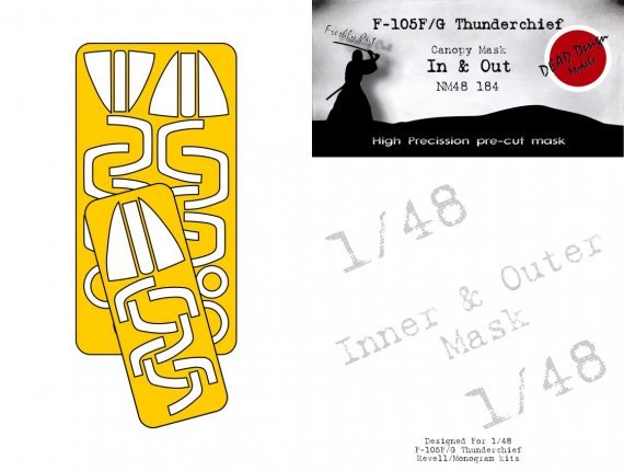 1/48 Republic F-105F/F-105G Thunderchief canopy frame paint mask