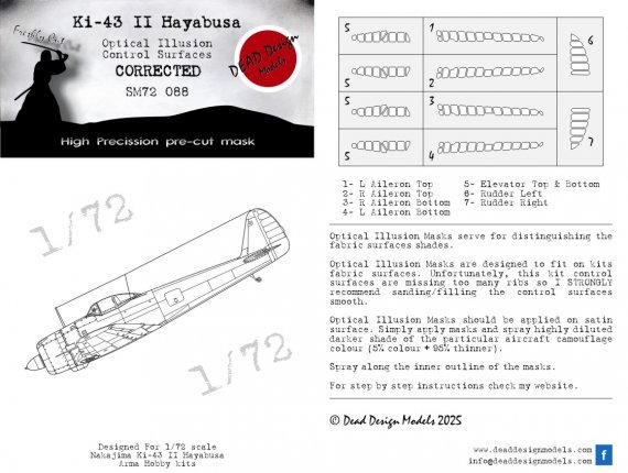 1/72 Nakajima Ki-43-II Hayabusa 3D effect/optical illusion mask