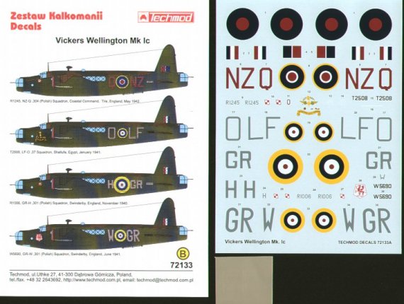 Techmod D�calcomanies Wellington Mk.Ic 1/72