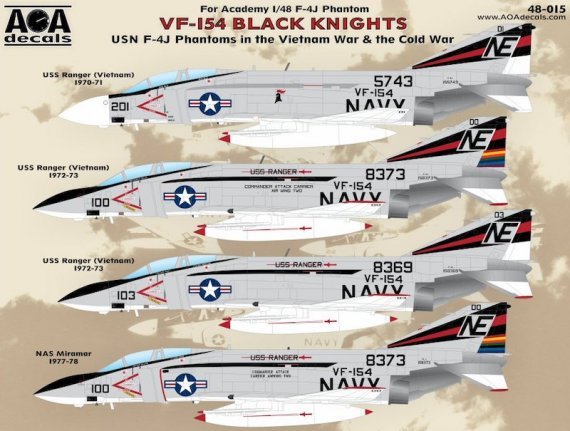 VF-154 Black KNIGHTS US Navy F-4J Phantoms in Vietnam & Cold War