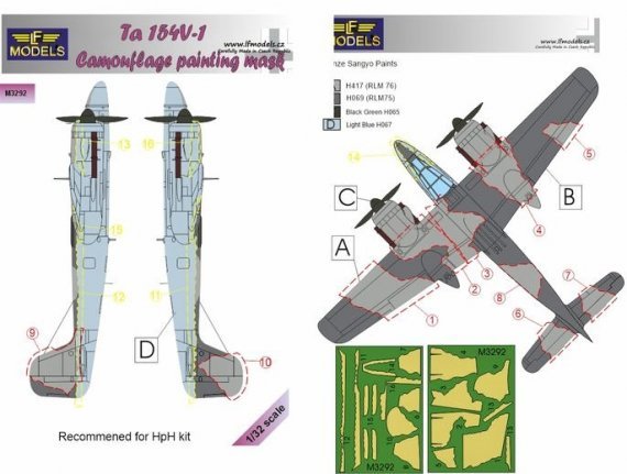1/32 Mask Ta 154V-1 camouflage pattern