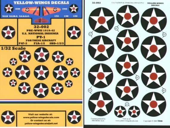 Yellow Wings Decals US Abzeichen 1/32 1919-1942