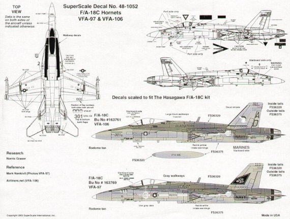 Superscale D�calcomanies F/A-18C Hornet 1/48