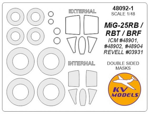 1/48 Mikoyan MiG-25 Double-sided masks and wheels masks Masks