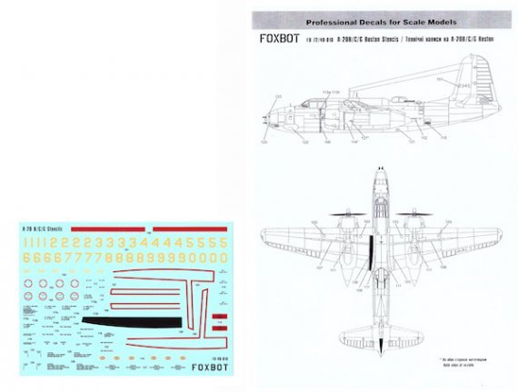 1/48 A-20B/C/G Boston Stencils