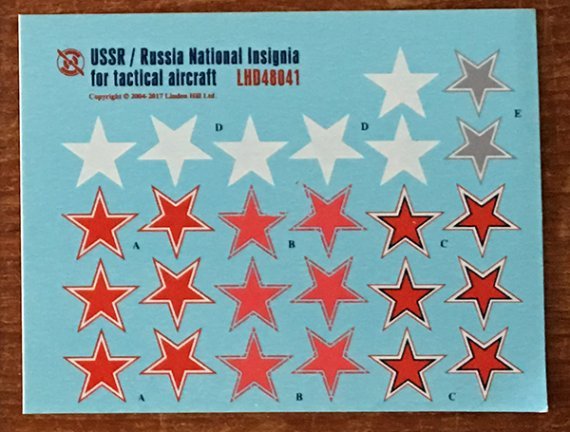 1/48 Red Stars for Russian/Soviet Sukhoi Su-27s & Mikoyan MiG-29