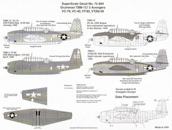 Microscale Decals TBM-1C/TBM-3 Avenger 1/72