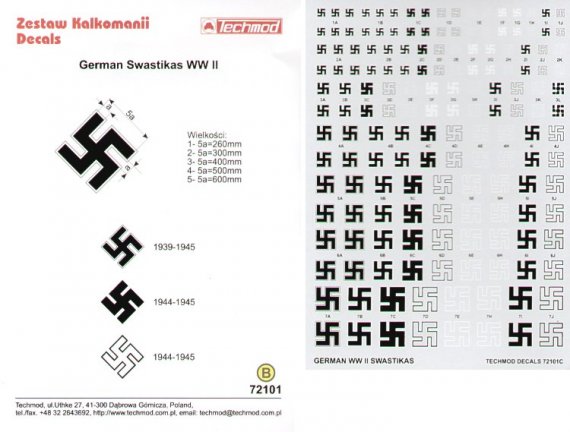 Techmod German Luftwaffe Swastikas Decals 1/72